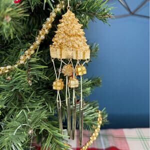 Golden Christmas Tree and Gifts Wind-Chime Tree Ornament